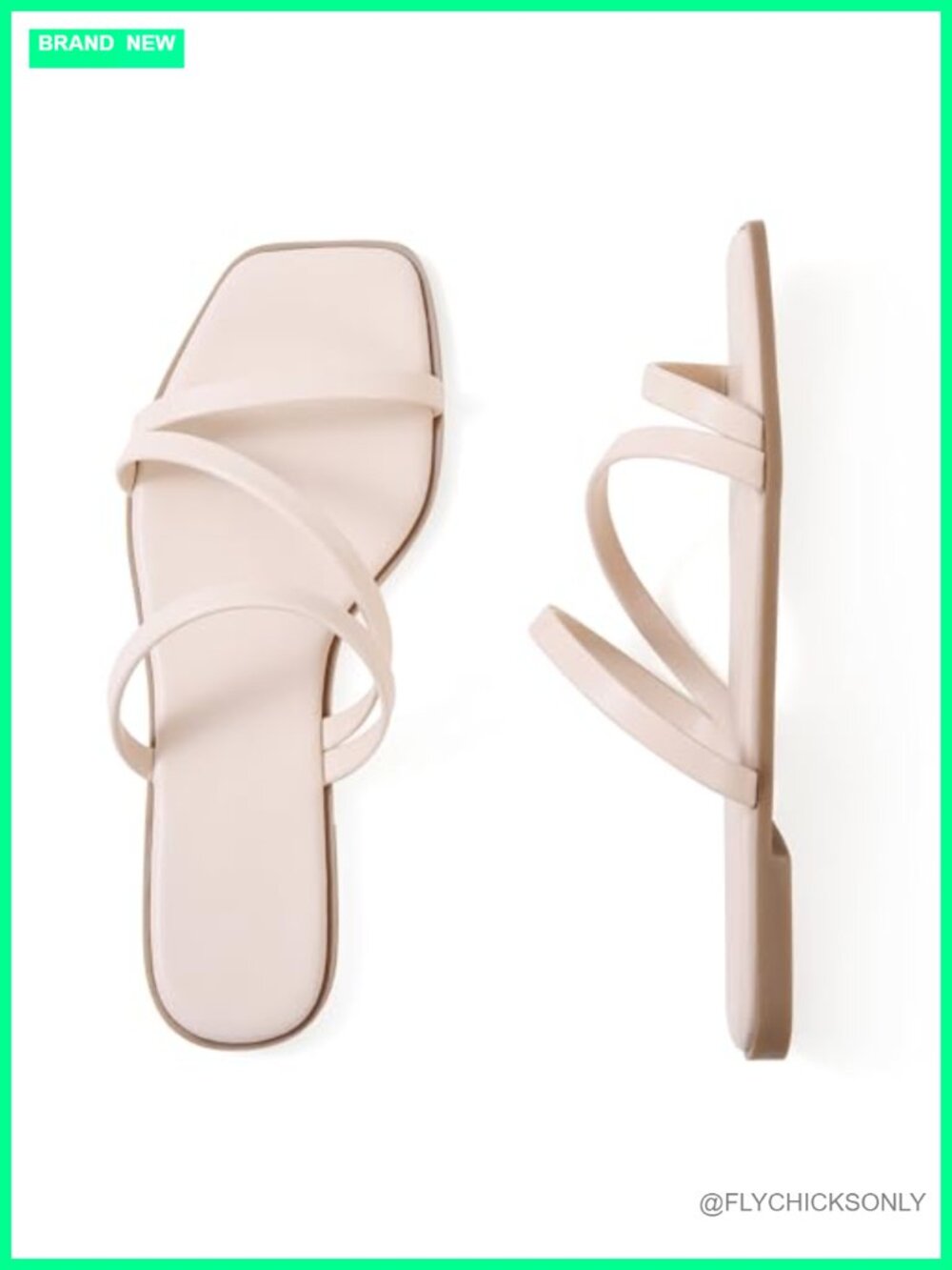 Square Open Toe Flat Slide Sandals for Women Casual
